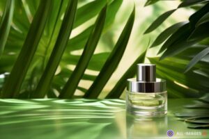 Perfume Bottle Amidst Green Foliage